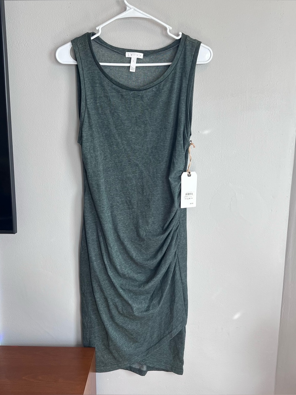 NWT Leith Ruched Bodycon Mini Dress Green L